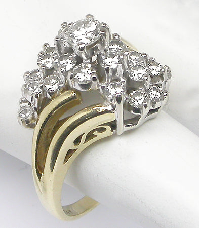 2.80ct Diamond 14k Yellow & White Gold Cluster Ring