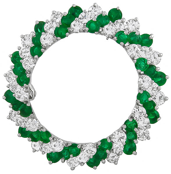 2.80ct Diamond 3.60ct Emerald Pin