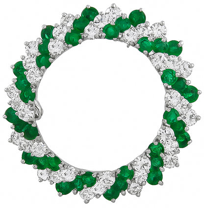 2.80ct Diamond 3.60ct Emerald Pin