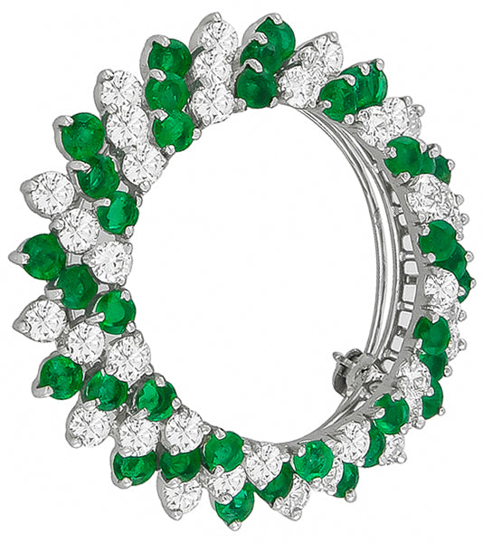 2.80ct Diamond 3.60ct Emerald Pin