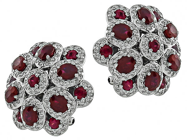 2.80ct Ruby 0.62ct Diamond Earrings