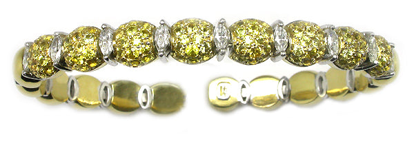 2.88ct Yellow Sapphire & Diamond 18k Yellow Gold Bangle
