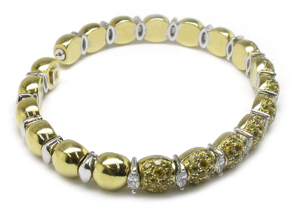 2.88ct Yellow Sapphire & Diamond 18k Yellow Gold Bangle
