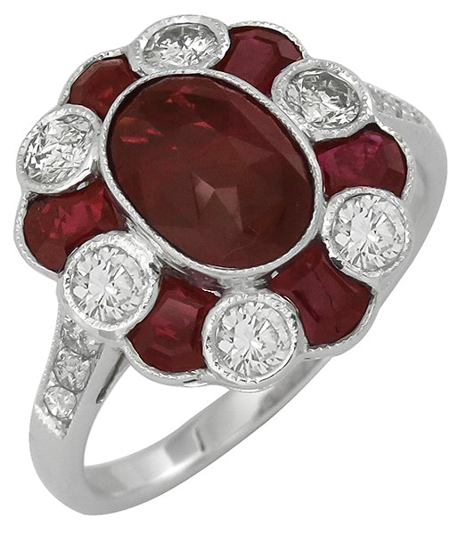 2.92ct Ruby 0.61ct Diamond Gold Ring