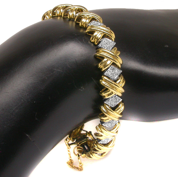 2ct Diamond 14k Yellow & White Gold Bracelet