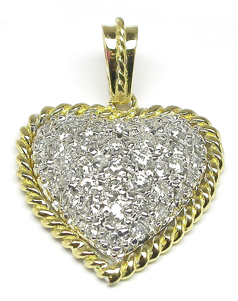 2ct Diamond 14k Yellow & White Gold Heart Pendant