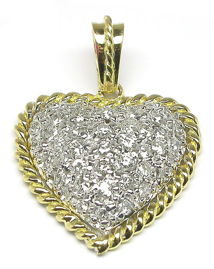 2ct Diamond 14k Yellow & White Gold Heart Pendant