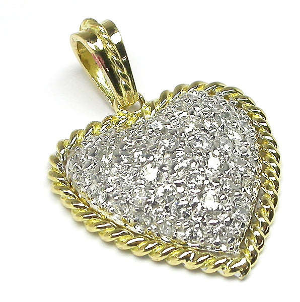 2ct Diamond 14k Yellow & White Gold Heart Pendant