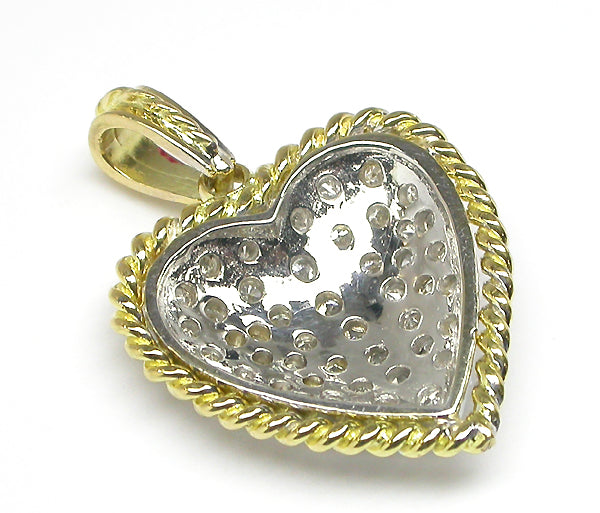 2ct Diamond 14k Yellow & White Gold Heart Pendant