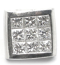 2ct Princess Cut Diamond Platinum Stud  Earrings