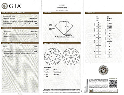 Antique GIA Certified 3.00ct Diamond Engagement Ring