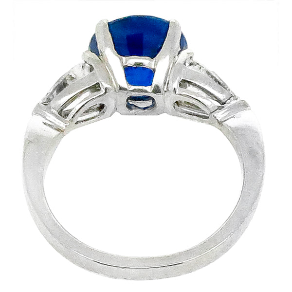 3.65ct Sapphire 0.80ct Diamond Pear Shape Platinum Engagement Ring