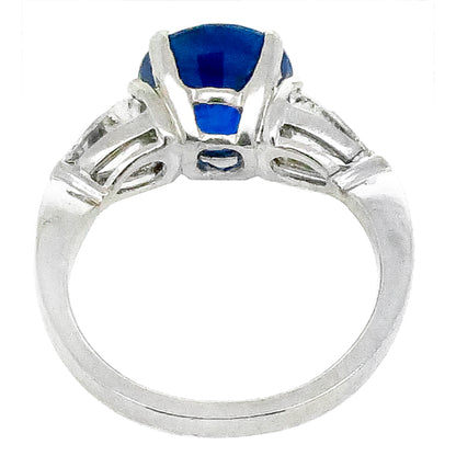 3.65ct Sapphire 0.80ct Diamond Pear Shape Platinum Engagement Ring