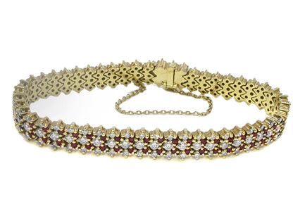 3.00ct Diamond  2.00ct Ruby Gold Bracelet