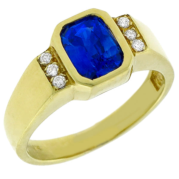 3.00ct Sapphire 0.20ct Diamond Gold Ring