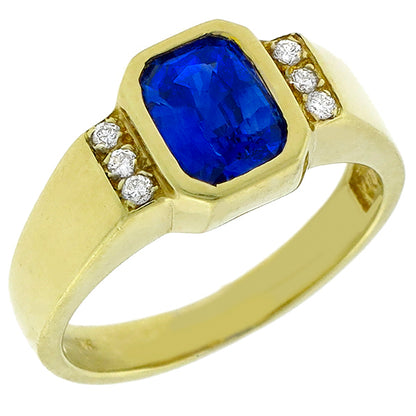 3.00ct Sapphire 0.20ct Diamond Gold Ring