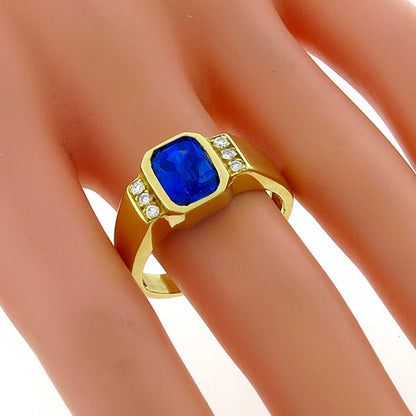 3.00ct Sapphire 0.20ct Diamond Gold Ring
