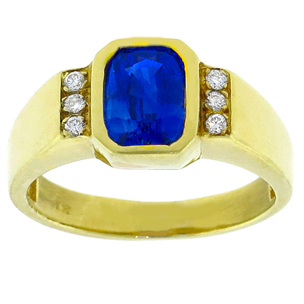 3.00ct Sapphire 0.20ct Diamond Gold Ring