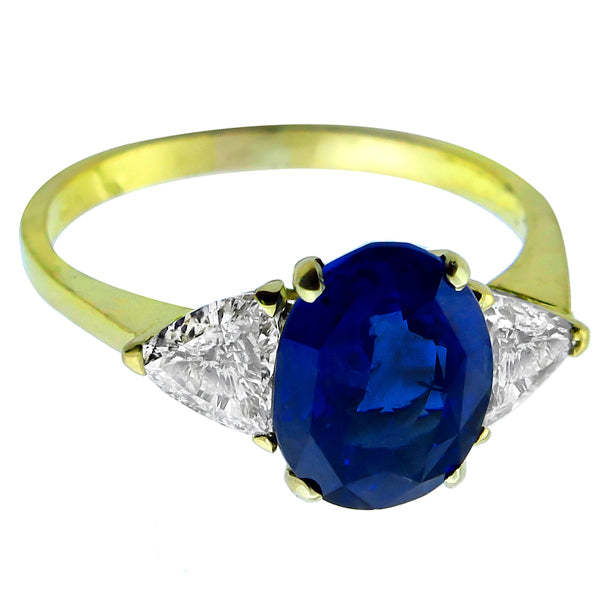 3.06ct Ceylon Sapphire 0.60ct Diamond Gold Engagement Ring