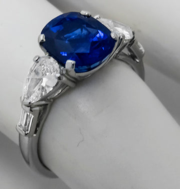 3.08ct Ceylon Sapphire Diamond Platinum Engagement Ring
