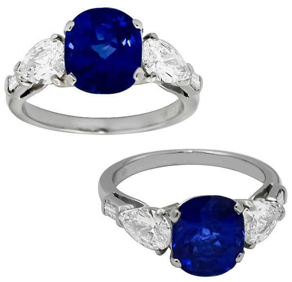 3.08ct Ceylon Sapphire Diamond Platinum Engagement Ring