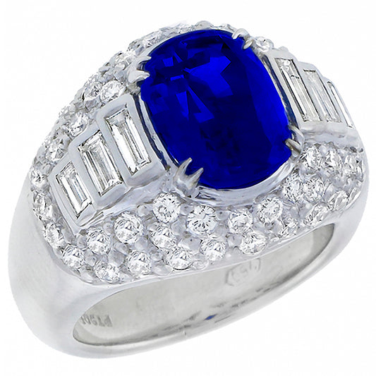 3.11ct Ceylon Sapphire 2.10ct  Diamond Ring