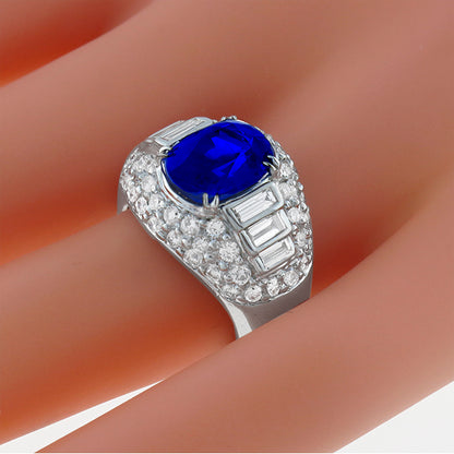 3.11ct Ceylon Sapphire 2.10ct  Diamond Ring