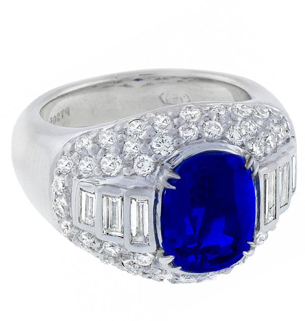 3.11ct Ceylon Sapphire 2.10ct  Diamond Ring