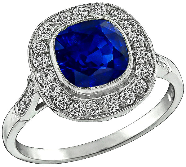 3.12ct Sapphire 0.80ct Diamond Engagement Ring