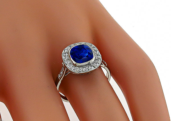3.12ct Sapphire 0.80ct Diamond Engagement Ring