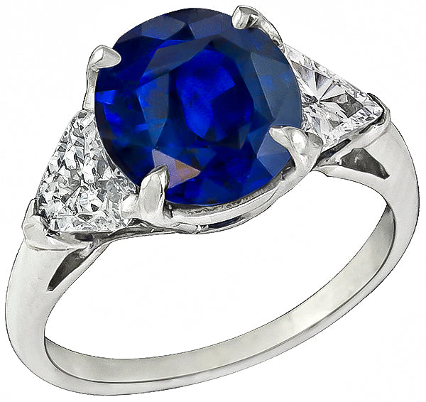 3.17ct Sapphire 0.60ct Diamond Engagement Ring