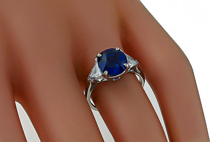 3.17ct Sapphire 0.60ct Diamond Engagement Ring