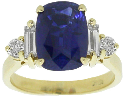 3.20ct Ceylon Sapphire  Diamond Gold Engagement Ring