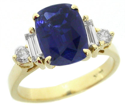 3.20ct Ceylon Sapphire  Diamond Gold Engagement Ring