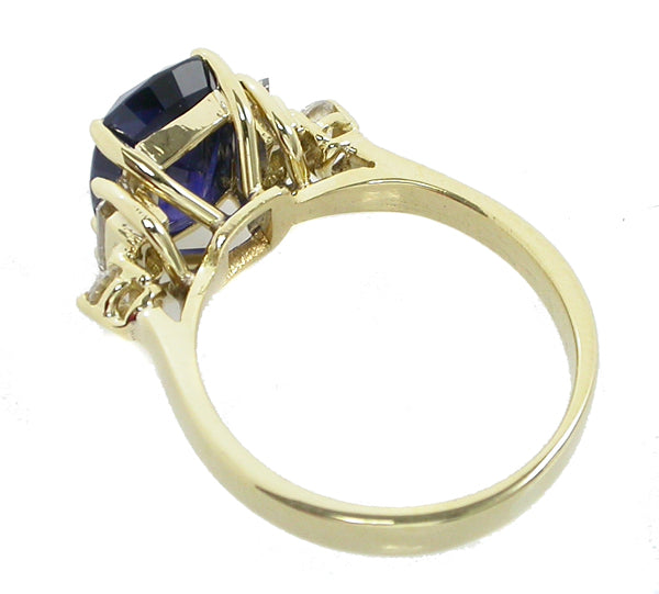 3.20ct Ceylon Sapphire  Diamond Gold Engagement Ring
