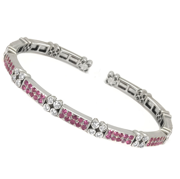3.30ct Ruby 1.21ct Diamond Gold Bangle