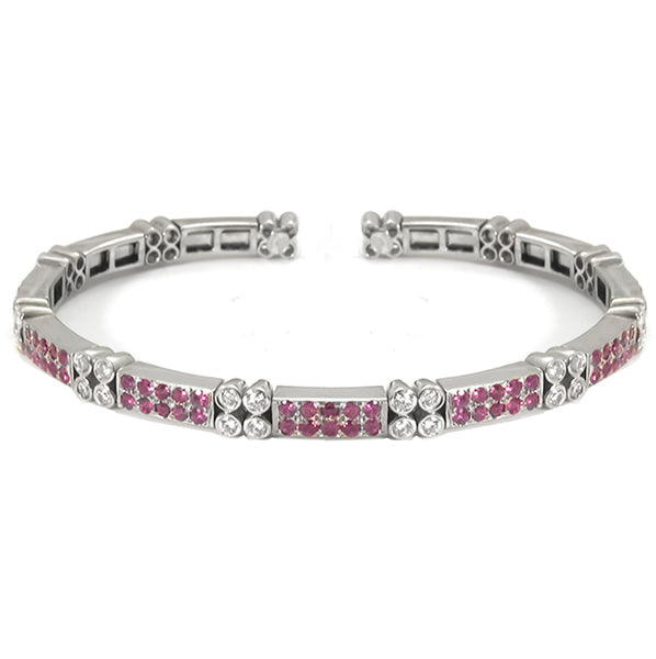 3.30ct Ruby 1.21ct Diamond Gold Bangle