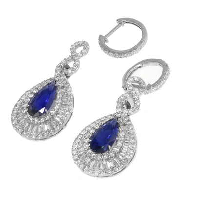 3.32ct Ceylon Sapphire 2.00ct Diamond Night and Day Chandelier Earrings