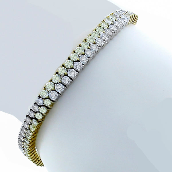 3.32ct Natural Fancy Yellow & 3.32ct White Diamond 2 Tone Gold Bracelet