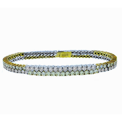 3.32ct Natural Fancy Yellow & 3.32ct White Diamond 2 Tone Gold Bracelet