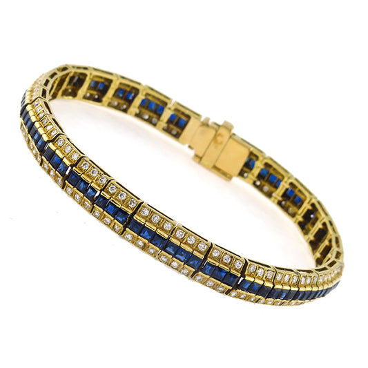 3.60ct Sapphire 2.70ct Diamond Gold Bracelet