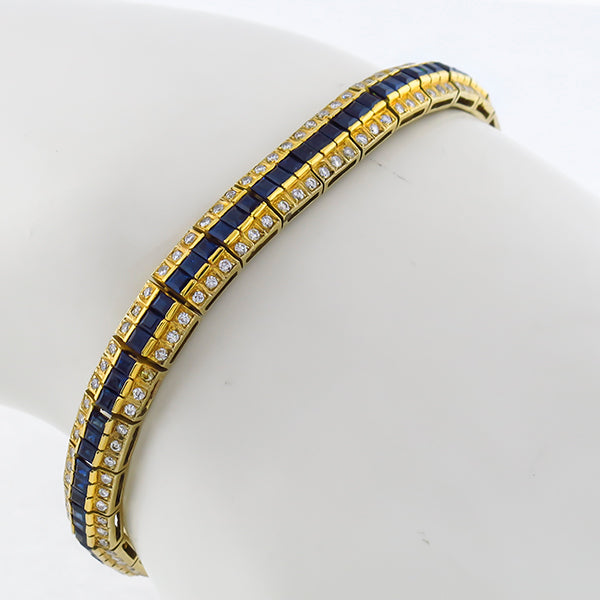 3.60ct Sapphire 2.70ct Diamond Gold Bracelet