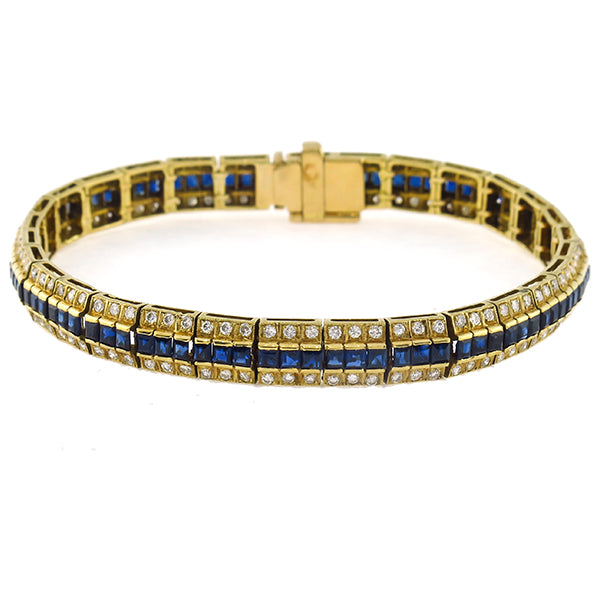 3.60ct Sapphire 2.70ct Diamond Gold Bracelet