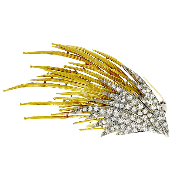 3.65ct Diamond Gold Fire Burst  Pin