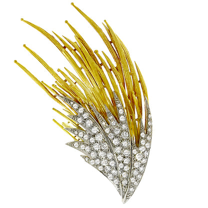 3.65ct Diamond Gold Fire Burst  Pin