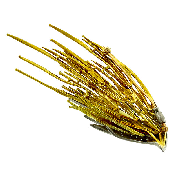 3.65ct Diamond Gold Fire Burst  Pin