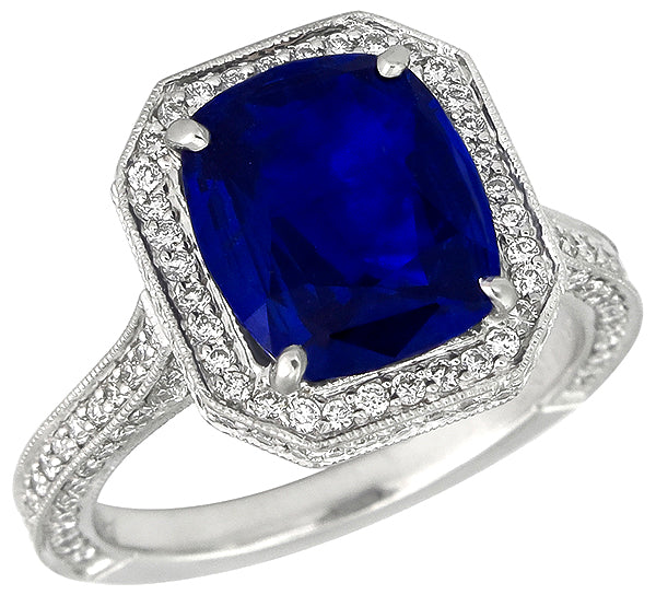 3.75ct Ceylon Sapphire 2.50ct Diamond Engagement Ring