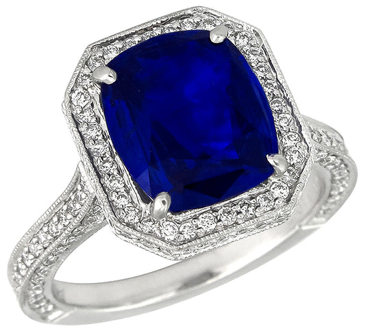 3.75ct Ceylon Sapphire 2.50ct Diamond Engagement Ring