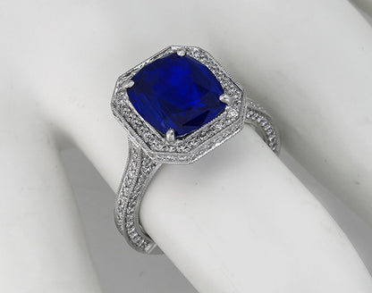 3.75ct Ceylon Sapphire 2.50ct Diamond Engagement Ring