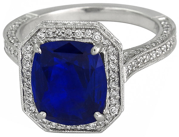 3.75ct Ceylon Sapphire 2.50ct Diamond Engagement Ring